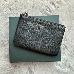 Authentic Mulberry Small Zip Coin Pouch in Black Small Classic Grain